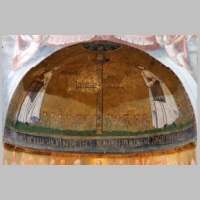 Basilica di Santo Stefano Rotondo al Celio di Roma, photo Alekjds, Wikipedia, Apsismosaik in der Kapelle der Märtyrer Primus und Felicianus, um 649.jpg